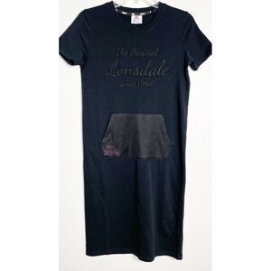 NWT  Lonsdale Embroidered Logo Black‎ Tee Shirt Dress Size XS
